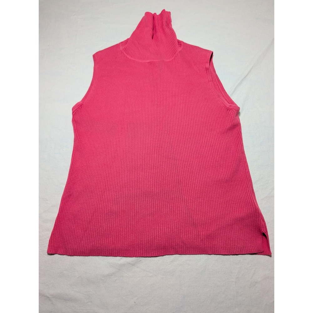 Pierre Cardin Pink Ribbed Sleeveless Turtleneck Cotton Sweater Vest Large